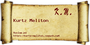 Kurtz Meliton névjegykártya